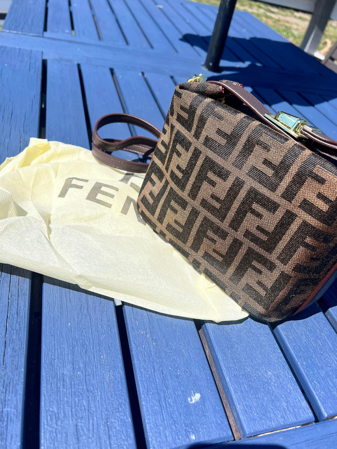Double F brown & black crossbody purse