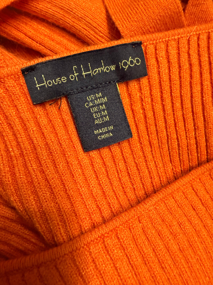 House of Harlow 1960 Orange Ribbed Long Sleeve Midi Dress sz M (orig $158)