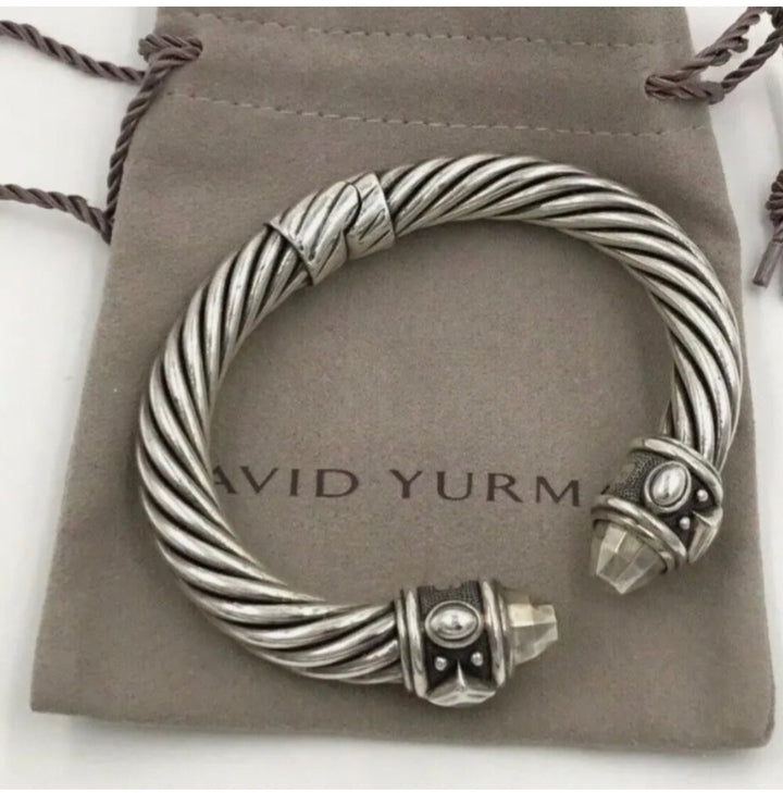 AUTHENTIC David Yurman Sterling Silver 10mm Renaissance Cable Cuff Hinged Bracelet