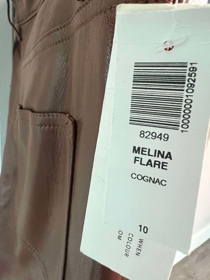 NWT Aritizia Melina faux leather cognac pants sz 10 (orig $148)