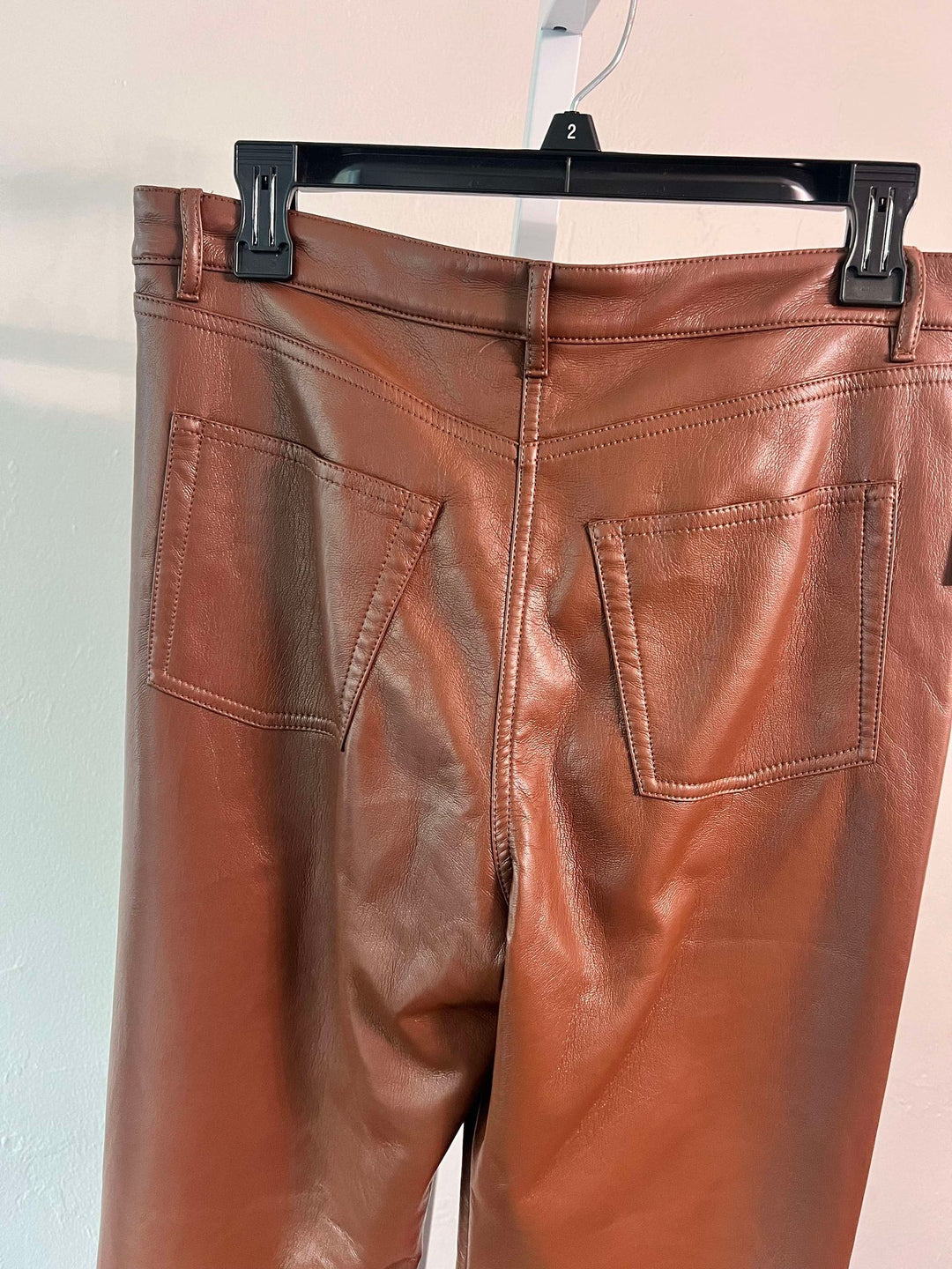 NWT Aritizia Melina faux leather cognac pants sz 10 (orig $148)