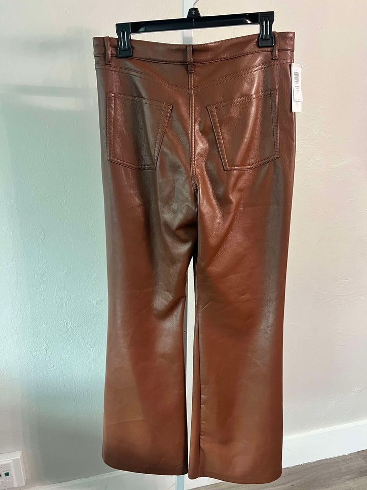 NWT Aritizia Melina faux leather cognac pants sz 10 (orig $148)