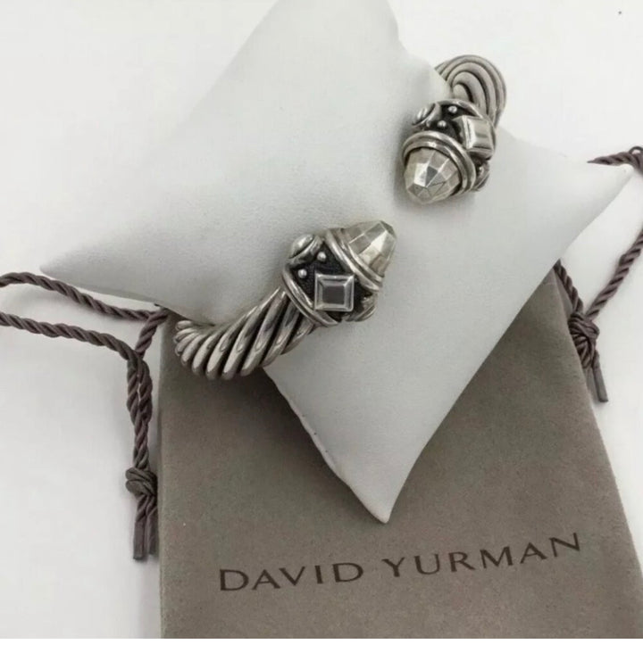 AUTHENTIC David Yurman Sterling Silver 10mm Renaissance Cable Cuff Hinged Bracelet