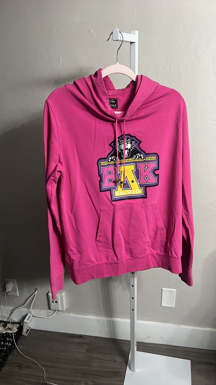 Balmain x Beyonce Limited Edition Printed Coachella Hoodie in Pink Cotton sz M/L
