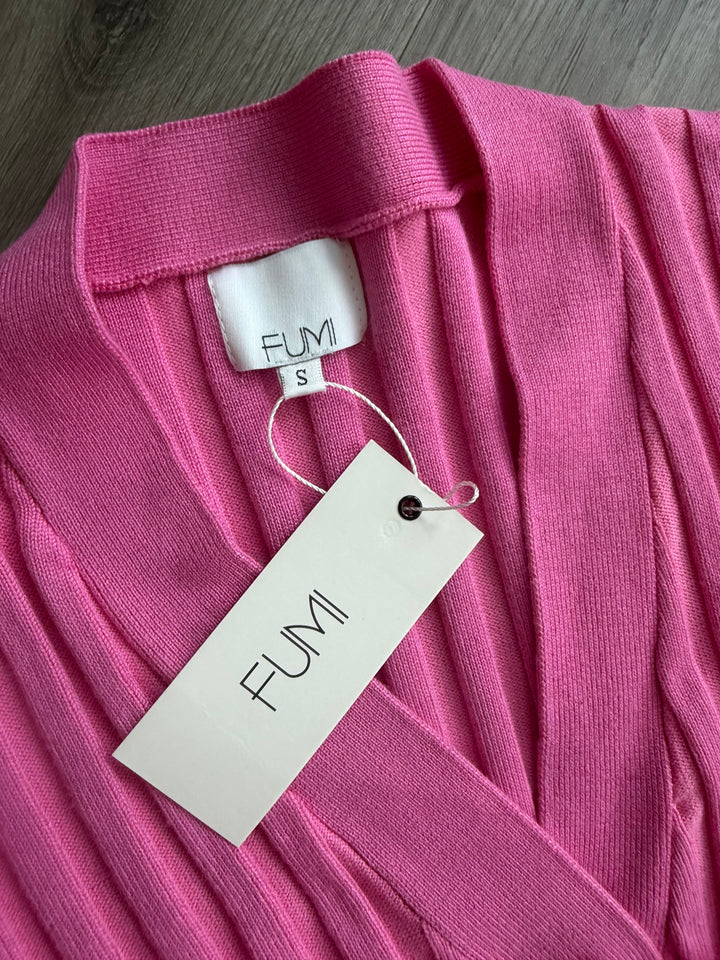 FUMI THE LABEL Dahlia sweater skirt set cardigan sz S XS pink green NWT new