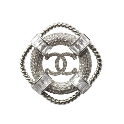 Double Letter Silver Anchor Brooch