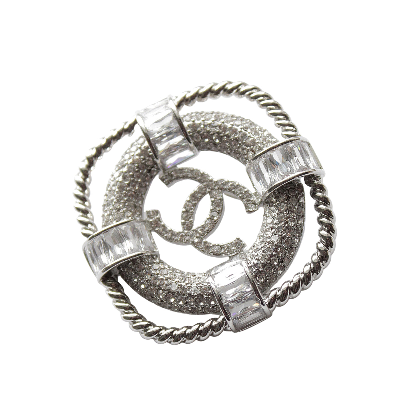 Double Letter Silver Anchor Brooch