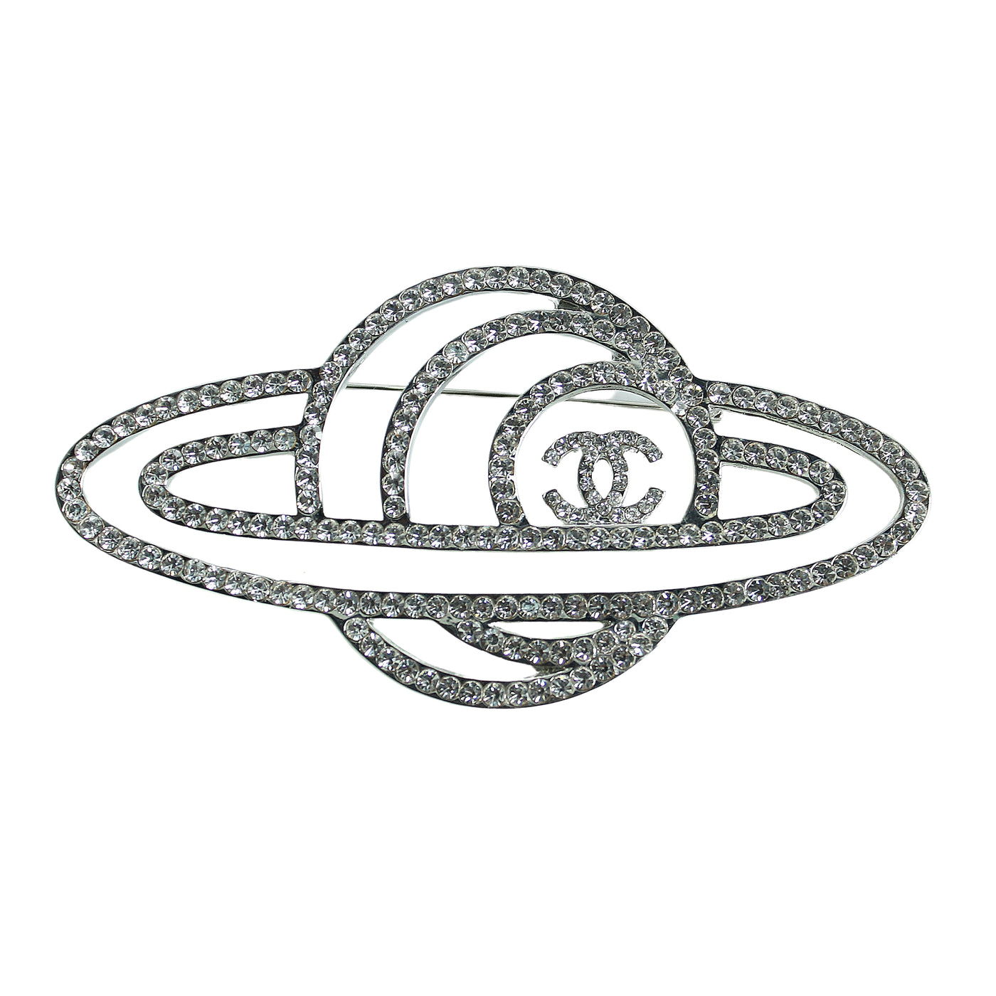 Double Letter Saturn Brooch