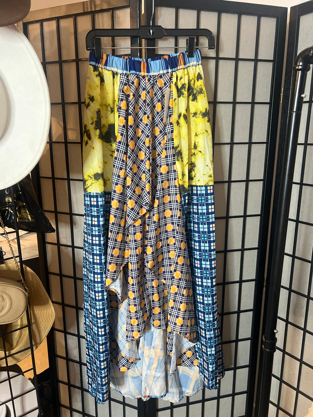 Multi-Plaid Hi-Low Maxi Skirt sz M (fits 6-10)