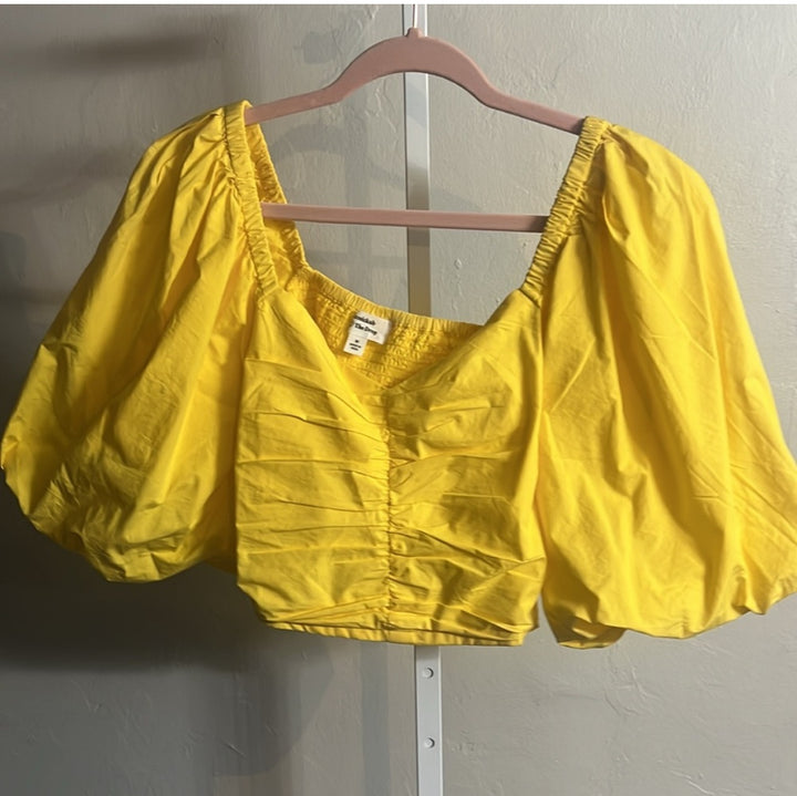 Amazon The Drop yellow Puff Sleeve Sweetheart Top by @tenickab