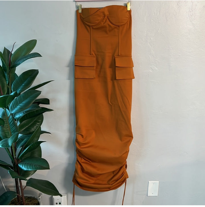 Hanifa Caramel Jolie Maxi Dress sz Small