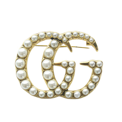 GDouble Pearls/Gold Brooch