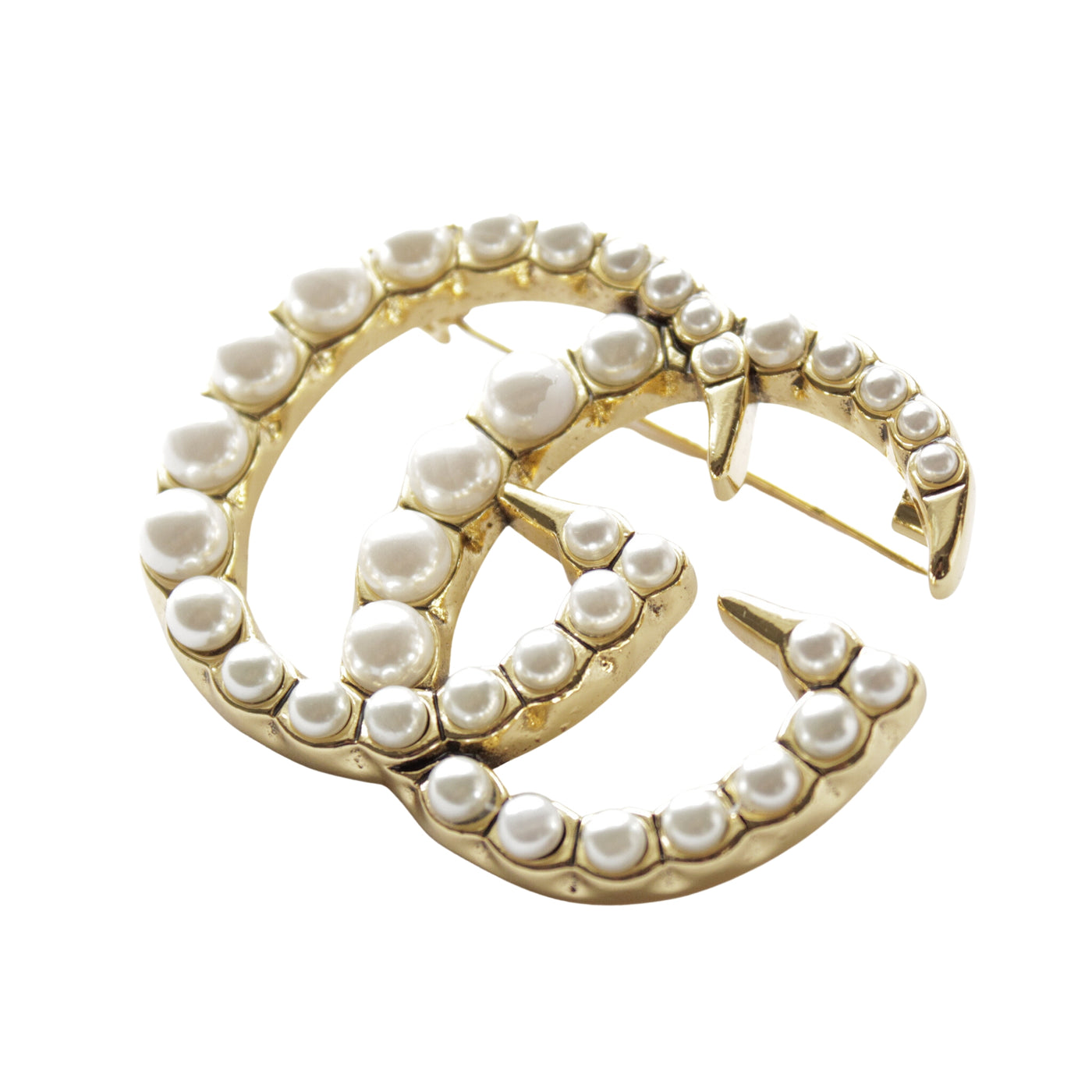 GDouble Pearls/Gold Brooch