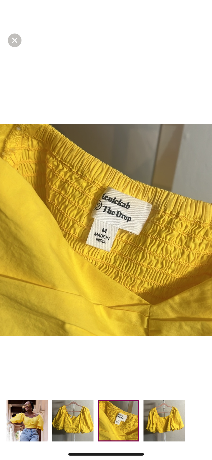 Amazon The Drop yellow Puff Sleeve Sweetheart Top by @tenickab
