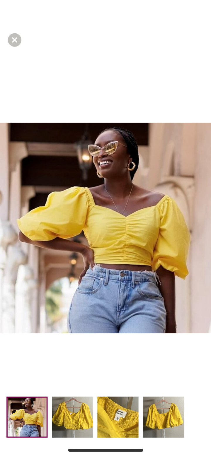 Amazon The Drop yellow Puff Sleeve Sweetheart Top by @tenickab