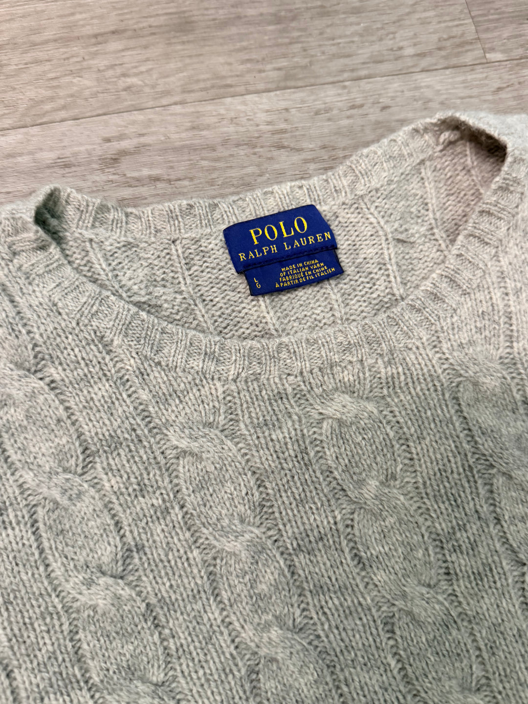 Polo Ralph Lauren gray cable knit sweater sz L