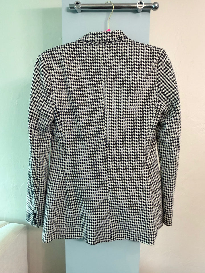 Classic Polo Ralph Lauren double-breasted black & white houndstooth blazer sz 8