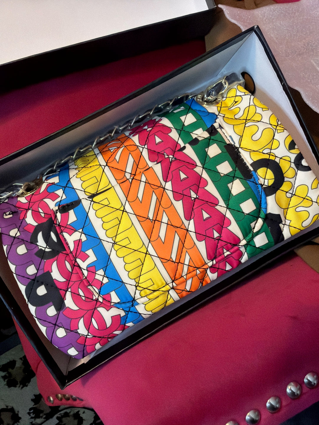 Multicolor double C flap purse