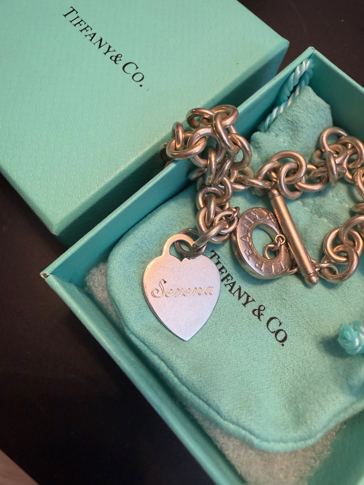 Authentic Tiffany & Co. Silver Heart Toggle necklace Serena RWLC 2001 925