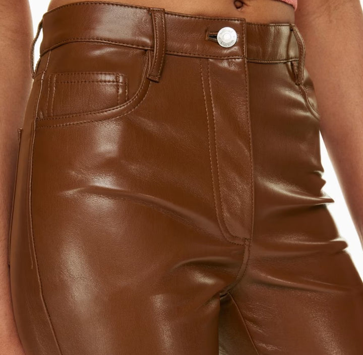 NWT Aritizia Melina faux leather cognac pants sz 10 (orig $148)