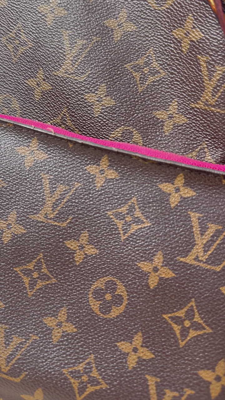Louis Vuitton Neverfull MM monogram pouch tote pink inner