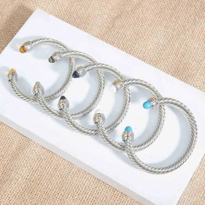 Silver Cable Bangle Bracelet